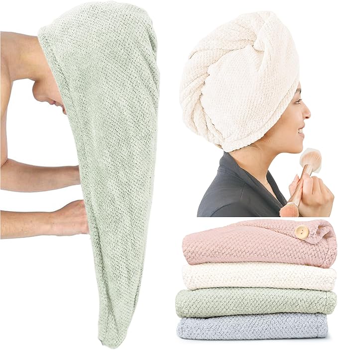 ROLSHOL Extra Large 4 Pack Microfiber Hair Towel Wrap by ROLSHOL