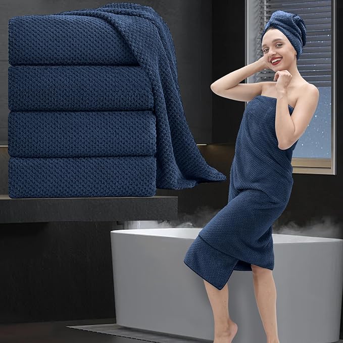 Bath Towel Set 4 Piece Oversized Bath Sheet 35"x70”Extra Large Bath Towel Soft by MAGGEA