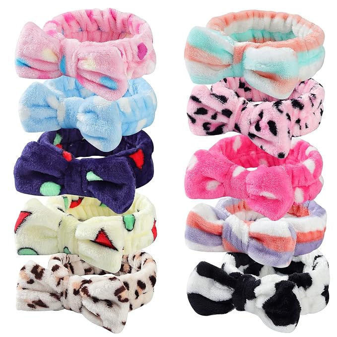 LAXIZAR 10 PCS Bow Headbands Shower Spa Headbands Headwraps by LAXIZAR