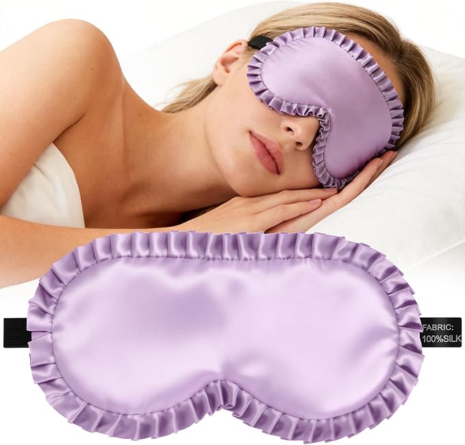 Silk Sleep Mask for Women: 100% Mulberry Silk Eye Mask, Soft Wavy Edge Eye by spacepower