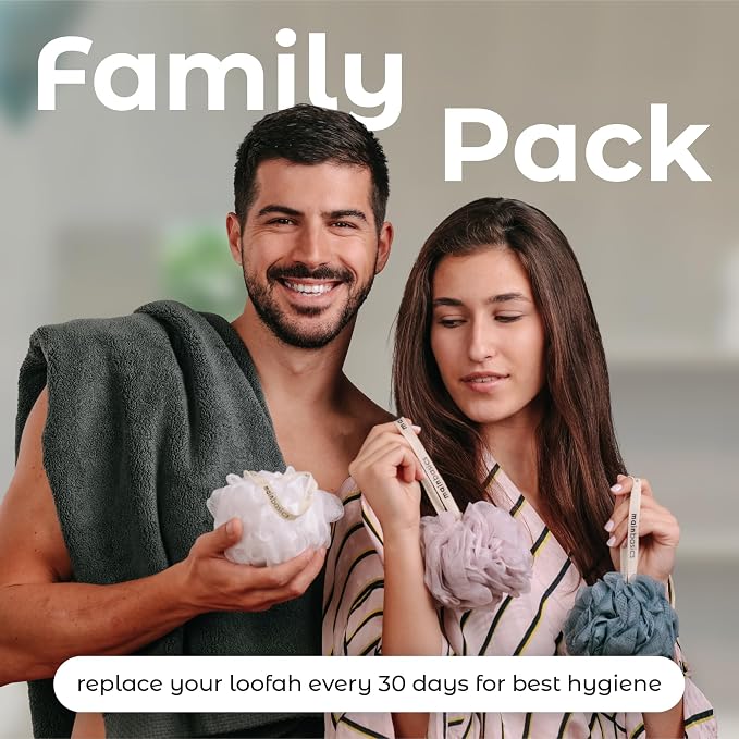 MainBasics Bath Shower Loofah Sponge Pouf Body Scrubber Exfoliator Body Wash - Image 7