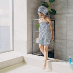 Ridhi Block Print Light Steel Blue Cotton Spa/Beach Towel 27"x54" Set of 2 - Image 5