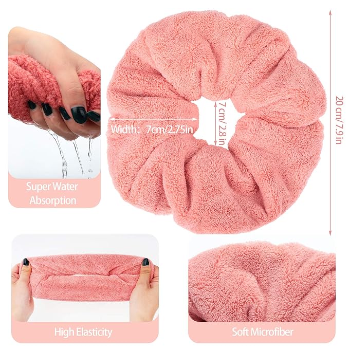 4 Pieces Large Towel Microfiber Drying Soft Scrunchies Thick Scrunchies Fuzzy - Image 2