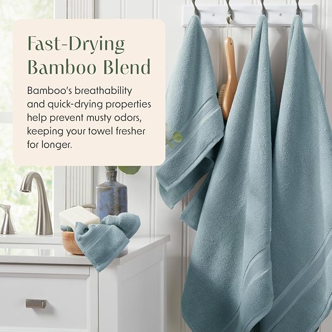 Springtree Home Luxury Bamboo Rayon Bath Towel Set of 4 | 35% Bamboo Rayon - Image 4