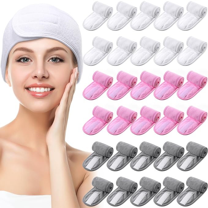 Hoteam 30 Pack Spa Headband Facial Esthetician Hair Wrap by Hoteam