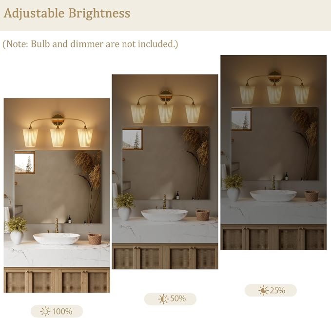 Bathroom Light Fixtures Over Mirror, 3 Light Vanity Light - Image 4