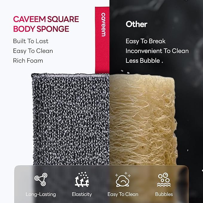 Caveem Exfoliating Body Scrubber, Large Bath and Body Scrub Buffer, Dual - Image 5