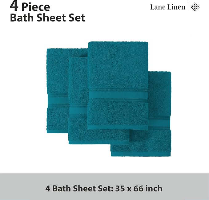 LANE LINEN 100% Cotton Oversized Bath Towels Set of 4 - Image 4