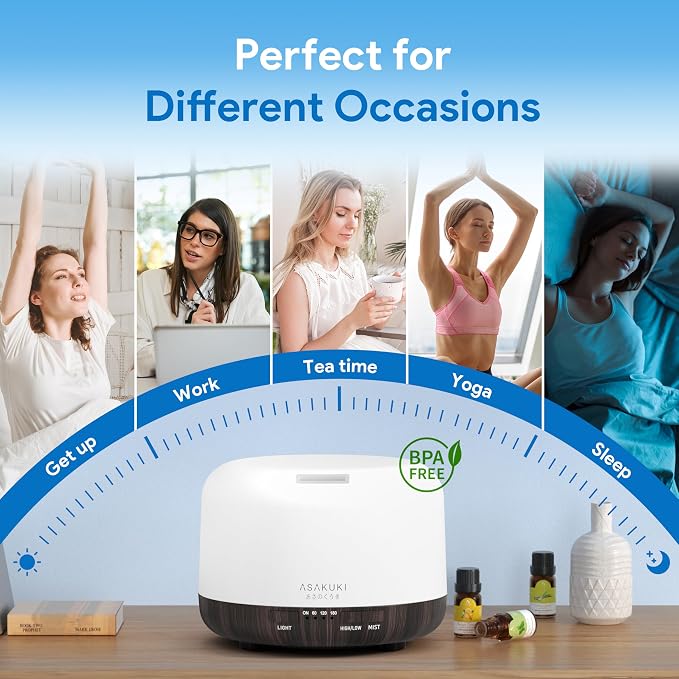 ASAKUKI Essential Oil Diffuser for Home, 500ML Aromatherapy Diffuser Humidifier - Image 5