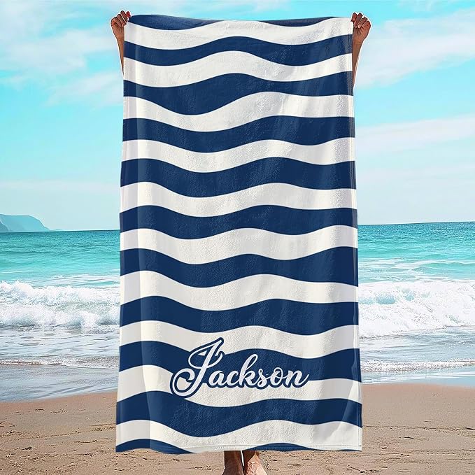 JML Custom Beach Towel with Name, Personalized Microfiber Beach Towel with Name by JML