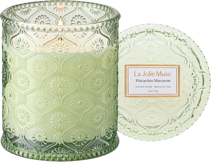 LA JOLIE MUSE Pistachio Macaron Scented Candle | Pistachio, Milk & Vanilla | 6 by LaJol%C3%ADeMuse