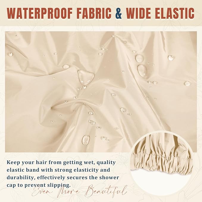 Reusable Shower Cap for Women, Large Waterproof Shower Bonnet - Image 6