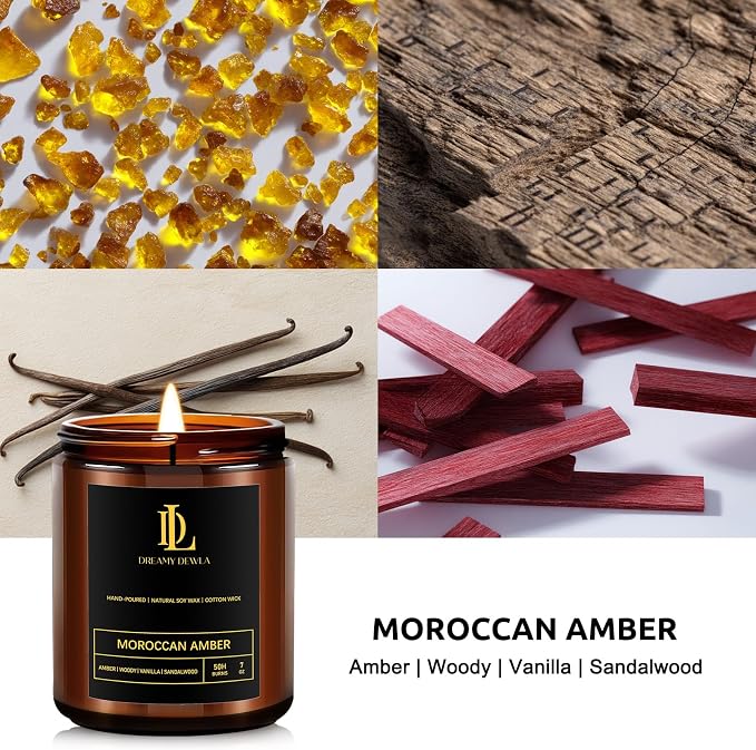 Scented Candles for Men, Moroccan Amber Candle for Home, Soy Wax Candles Gift - Image 2