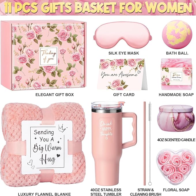 Birthday Gifts for Women Self Care Get Well Soon Gifts, Rose Relaxing Spa Gift - Image 4
