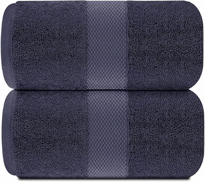 White Classic Luxury Soft Navy Bath Sheet Towels - Image 2