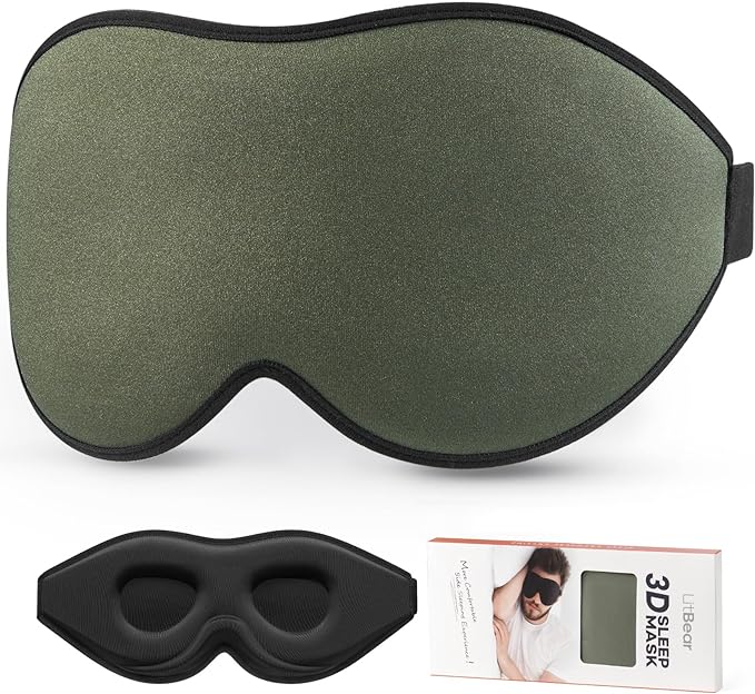 LitBear Sleep Mask for Men Side Sleeper, Sleeping Mask for Women Light Blocking by LitBear