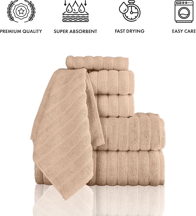 Classic Turkish Towels CTT Luxury 6 Piece Towel Set, 100% Turkish Cotton - Image 4