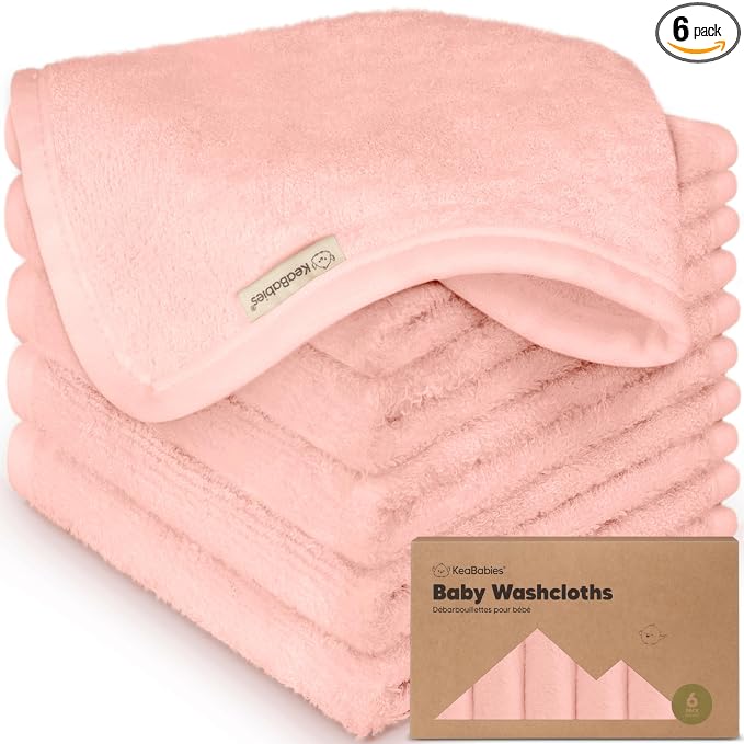 6-Pack Baby Washcloths – Soft Absorbent Viscose from Bamboo Washcloths by KeaBabies