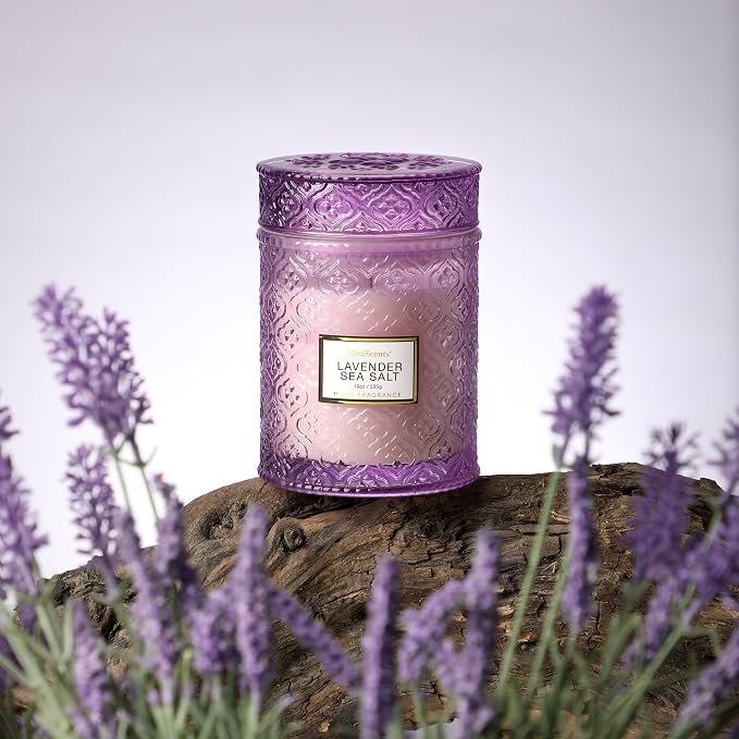 Lavender Scented Candle, 19oz Large Soy Wax Aromatherapy Candle, Lavender Sea - Image 2