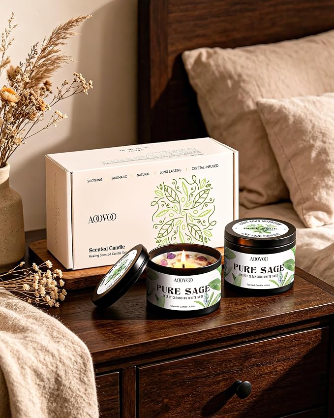AOOVOO 2 Pack Sage Candles - Image 7
