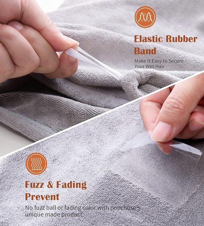 POPCHOSE Microfiber Hair Towel Wrap, 3 Pack Fast Drying Hair Turban, Stocking - Image 7