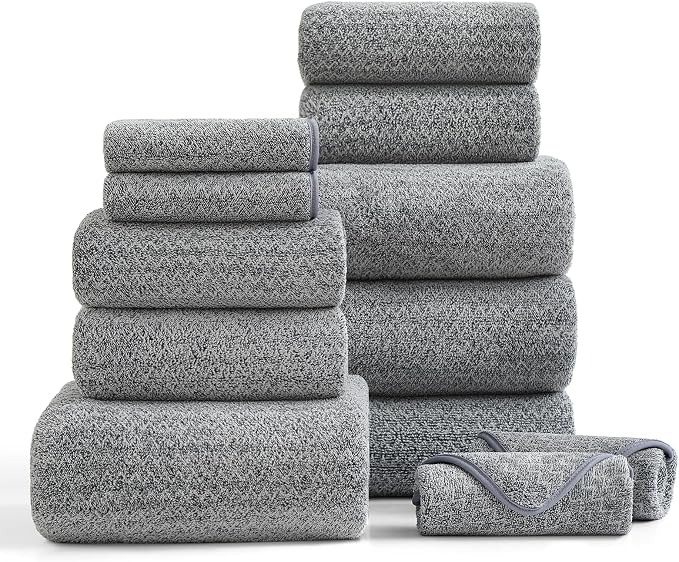 Ultra Soft Bath Towel Set, 12 Piece Family Bathroom Towels Set by BEDDING