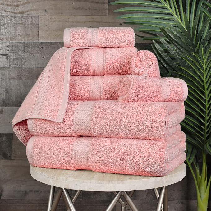 SUPERIOR Egyptian Cotton Pile 8 Piece Towel Set, Includes 2 Bath, 2 Hand by SUPERIOR