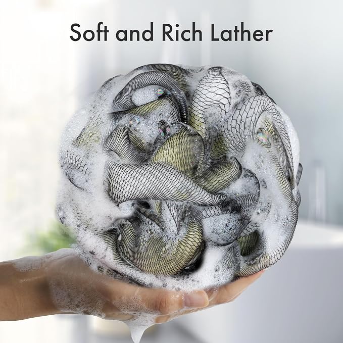AmazerBath Charcoal Loofah Sponge, Large Shower Loofah 75g/PCS - Image 3