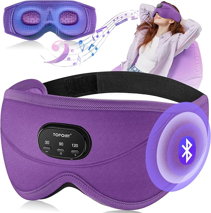 TOPOINT Sleep Mask with Bluetooth Headphones, 3D Eye Mask by TOPOINT