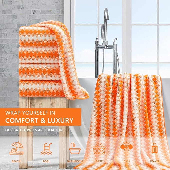 4 Piece Extra Large Bath Towel Set Oversized Bath Sheet 35"x70" Bathroom Towel - Image 2