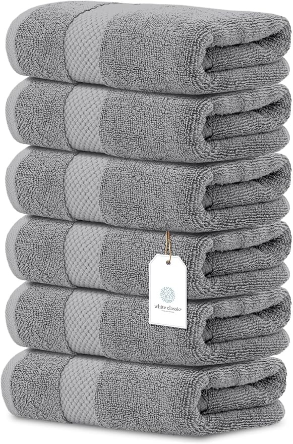 White Classic Luxury Light Gray Hand Towels - Image 9