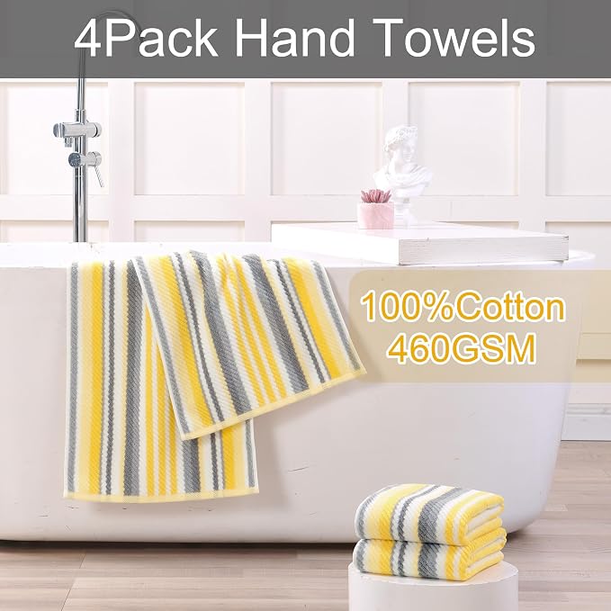 Quick Dry Hand Towels for Bathroom, 4 Pack 16"x27" - Image 3