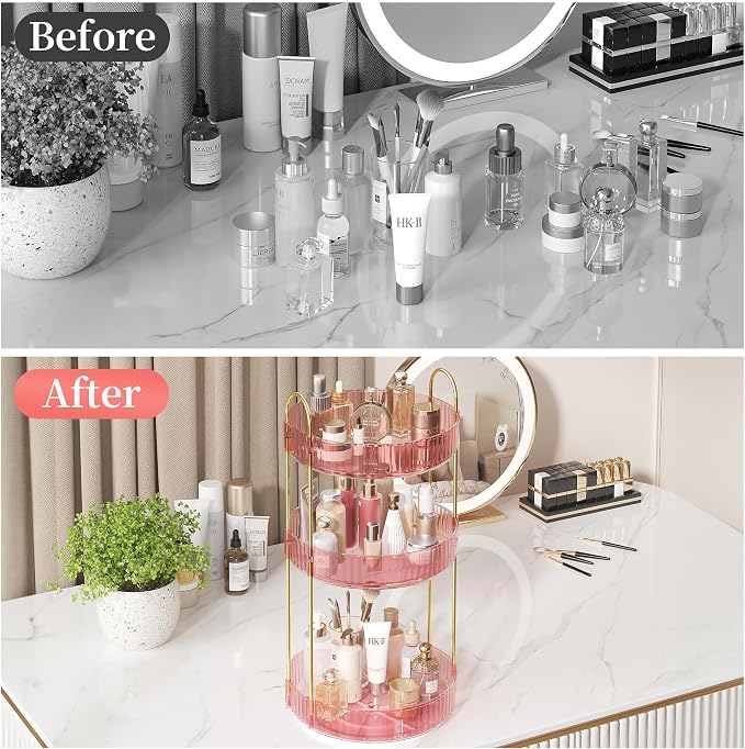 Rotating Makeup Organizer Countertop, Skincare Organizers, Spinning Perfume - Image 4