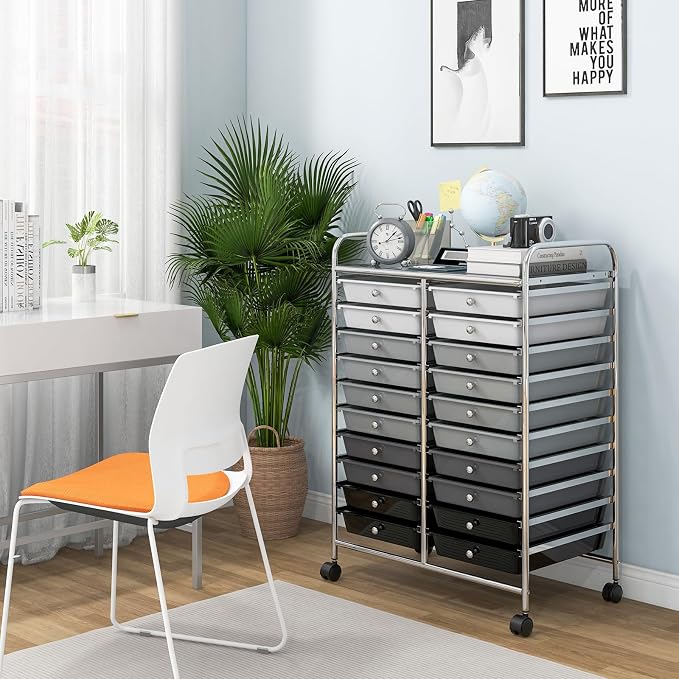 Giantex 20 Drawers Rolling Cart, Mobile Storage Drawer Cart, Classroom - Image 5