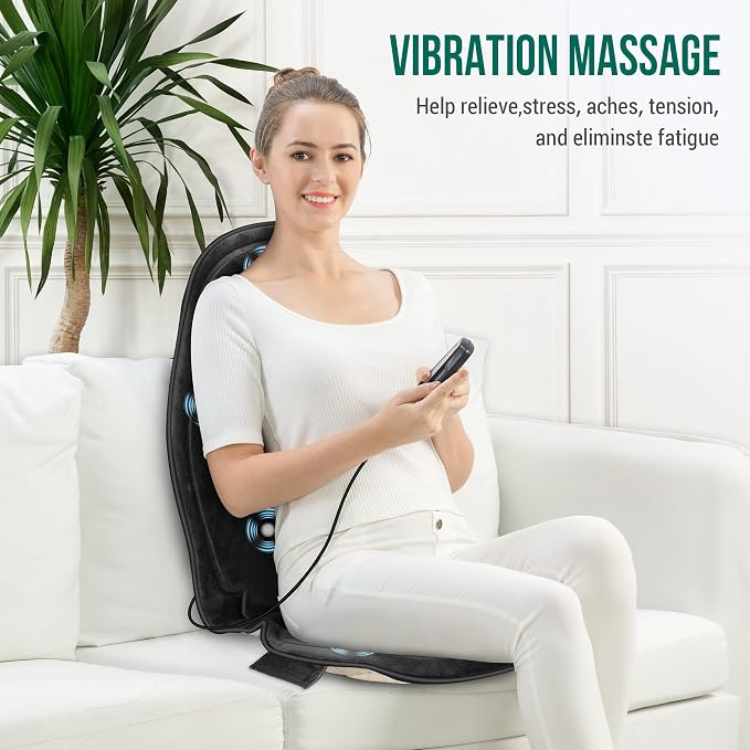 Snailax Back Massager with Heat, Memory Foam Chair Massage Pad, 5 Massage Modes - Image 2