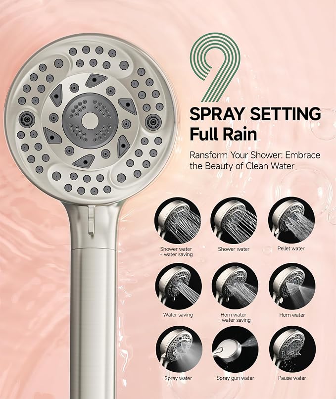 Filtered Shower Head with Handheld, 9-Spray Mode High Pressure Detachable - Image 4