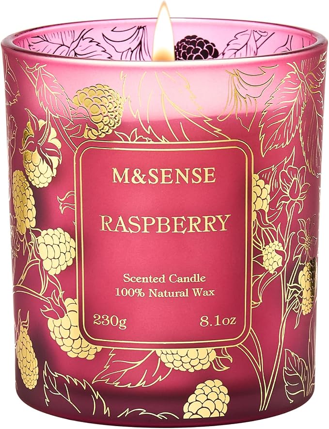 M&SENSE Raspberry Scented Vegan Soy Candles, No Toxin Refreshing Fragrance by MSENSE