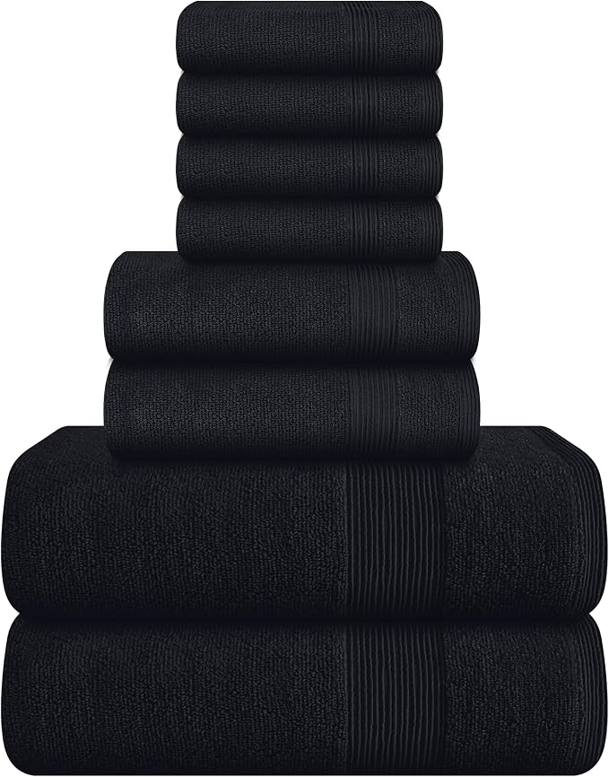 Belizzi Home 8 Piece Towel Set 100% Ring Spun Cotton, 2 Bath Towels 27x54 by Unknown