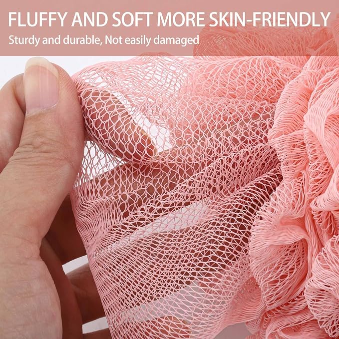BTYMS 4 Pcs Loofah Sponge 60g/pc Mesh Pouf Bathing Sponges Bath Scrunchies - Image 3