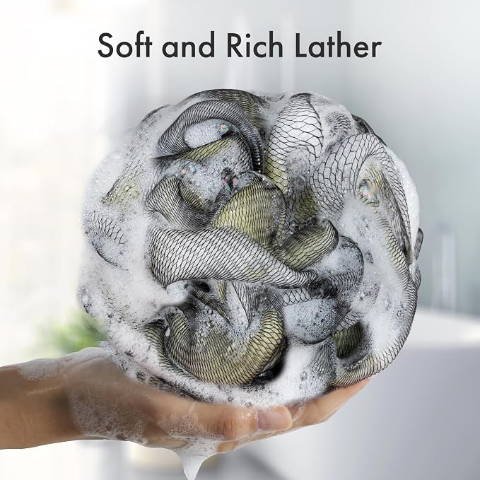 AmazerBath Charcoal Loofah Sponge, Shower Loofah 60g/PCS - Image 3