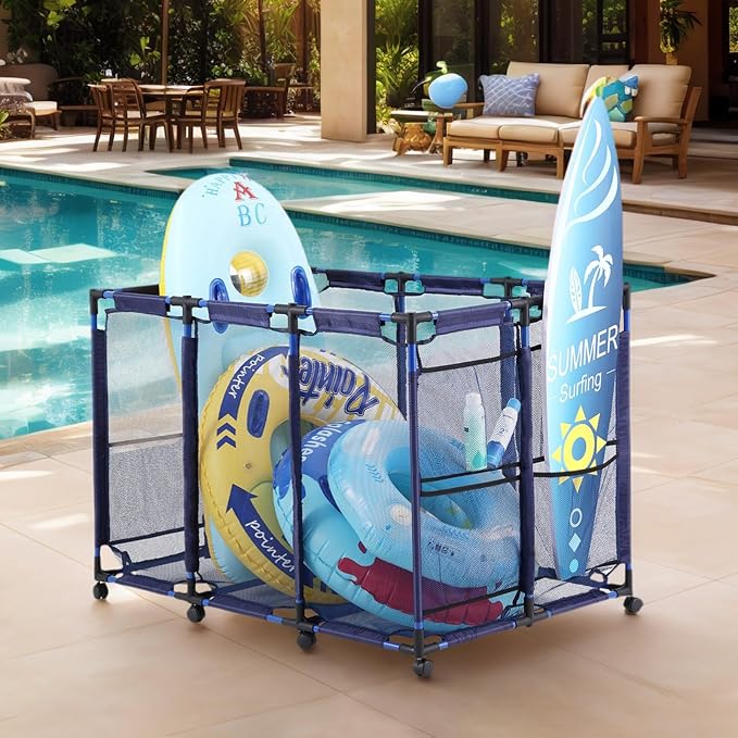 Tiita Pool Storage Bin, Rolling Pool Toy Storage Organizer, Parts & - Image 3