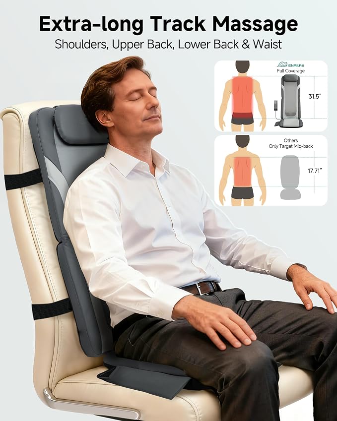 Snailax Back Massager for Full Back Pain Relief Deep Tissue, Long Track Dual 3D - Image 3