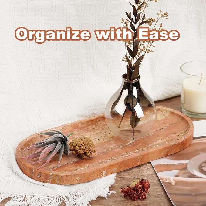 Koville Turkish Natural Travertine Tray, Countertop Organizer, Catchall - Image 8