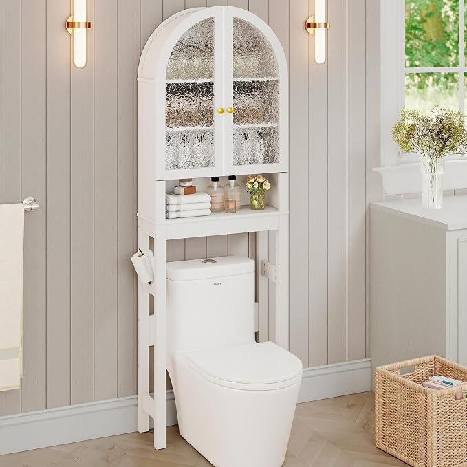 HMstone Over The Toilet Storage Cabinet, Arched Bathroom Organizer and Storage - Image 8