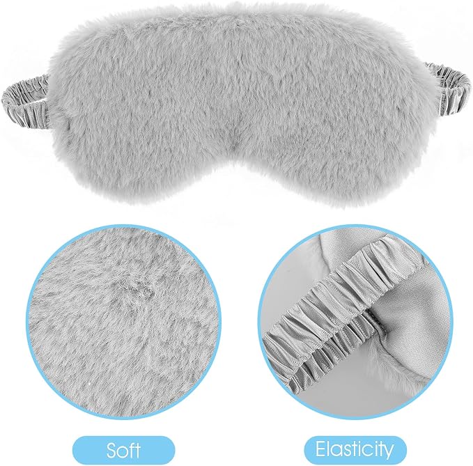 WY LIGHTING LEVEL 2 Pcs Plush Eye Mask Soft Sleeping Blindfold Eye Cover - Image 3