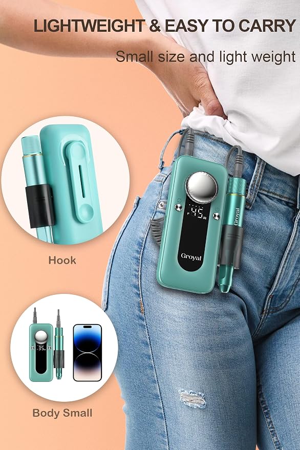 Electric Nail Drill Professional, 45000RPM Cordless Electric Nail File - Image 4