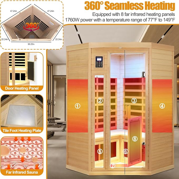 2 Person Infrared Sauna 0-5mG Ultra Low EMF Infrared Sauna Far Infrared Sauna - Image 3