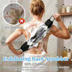 2 Pack Exfoliating Back Scrubber Bath Gloves Set Washcloth Back Scrubber Set - Image 6