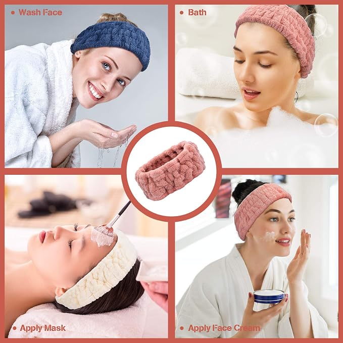Chuangdi 3 Pieces Spa Headband for Women Facial Makeup Headband Soft Terry - Image 6