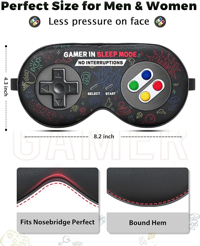 BeeVines 2 Pcs 100% Mulberry Silk Sleep Mask, Game Themed Eye Mask - Image 3